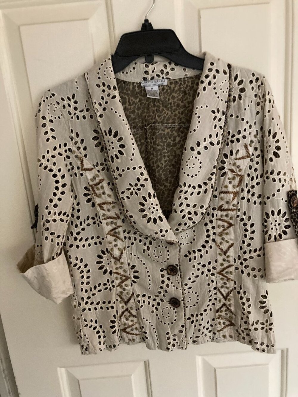 ALBERTO MAKAKI EYELET TAN WOMENS BLOUSE MED